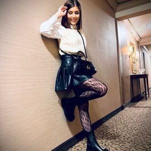 Leather pleated tennis skirt